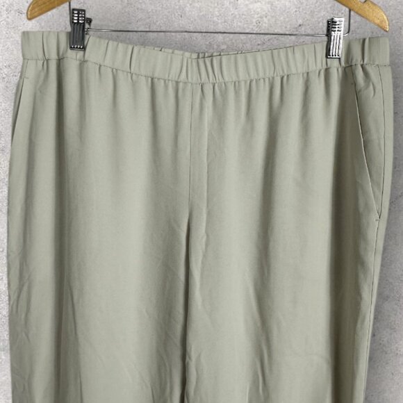 Eileen Fisher 100% Silk White Elastic Waist Pants Womens Size Large Straight - Picture 4 of 11